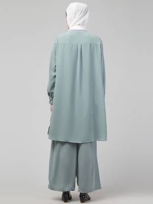 Sage Matt nida cuff sleeves abaya cordset with hijab 2