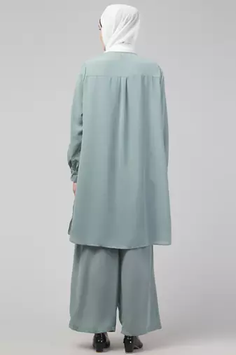 Sage Matt nida cuff sleeves abaya cordset with hijab