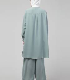 Sage Matt nida cuff sleeves abaya cordset with hijab