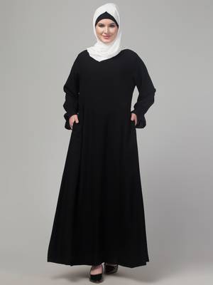 Black matt nida abaya with hijab 1