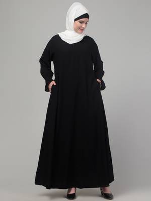 Black matt nida abaya with hijab 3
