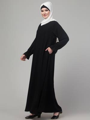 Black matt nida abaya with hijab 4