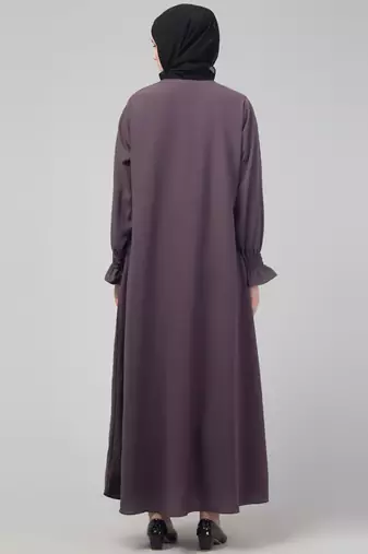 Dark Grey Plain Nida Abaya