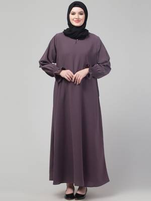 Dark Grey Plain Nida Abaya 1