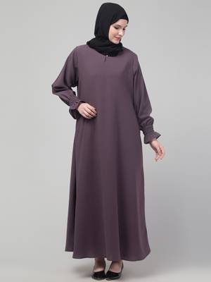 Dark Grey Plain Nida Abaya 3