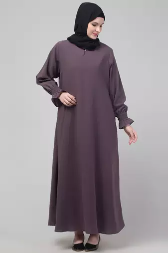 Dark Grey Plain Nida Abaya
