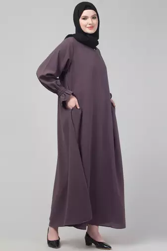 Dark Grey Plain Nida Abaya