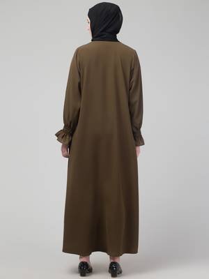 Antique gold matt nida abaya with hijab 2
