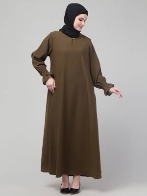 Antique gold matt nida abaya with hijab 3