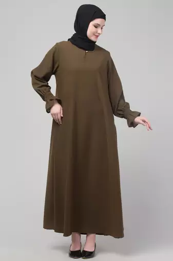 Antique gold matt nida abaya with hijab