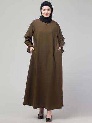 Antique gold matt nida abaya with hijab 1