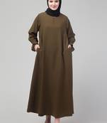 Antique gold matt nida abaya with hijab