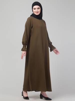 Antique gold matt nida abaya with hijab 4