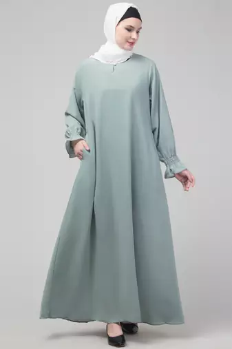Sage Matt nida abaya with hijab