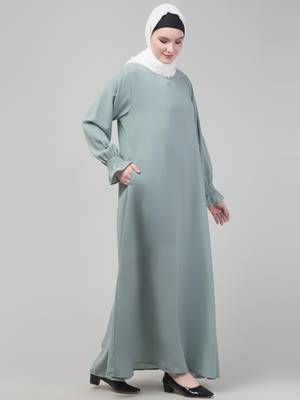 Sage Matt nida abaya with hijab 4