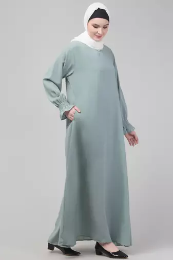 Sage Matt nida abaya with hijab