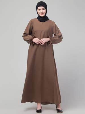 Light Brown Matt nida abaya with hijab 1