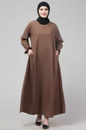Light Brown Matt nida abaya with hijab