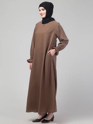 Light Brown Matt nida abaya with hijab 4