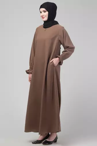 Light Brown Matt nida abaya with hijab