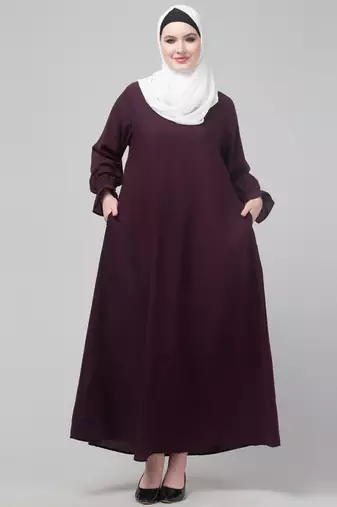 Wine Matt nida abaya with hijab
