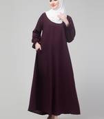 Wine Matt nida abaya with hijab