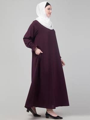 Wine Matt nida abaya with hijab 4