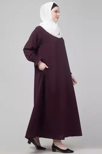 Wine Matt nida abaya with hijab