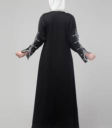 Black hand embroidered elastic at sleeves abaya with hijab