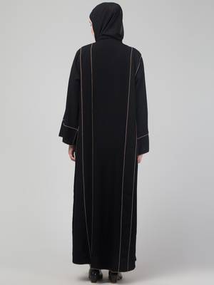 Black contrast detailing abaya with hijab 2