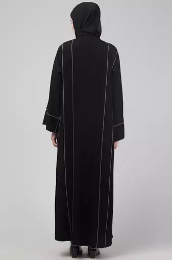 Black contrast detailing abaya with hijab