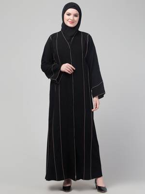 Black contrast detailing abaya with hijab 1