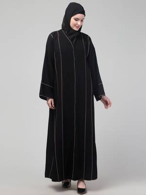 Black contrast detailing abaya with hijab 3