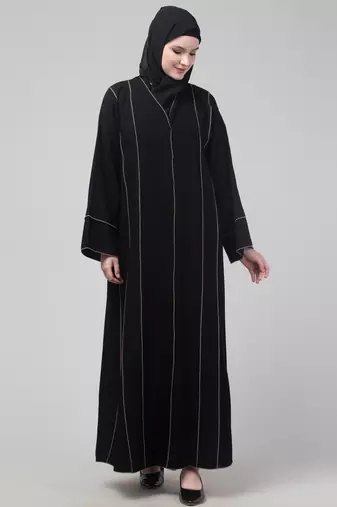 Black contrast detailing abaya with hijab