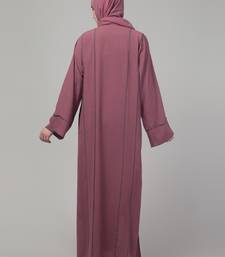 Mauve contrast detailing abaya with hijab