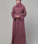 Mauve contrast detailing abaya with hijab
