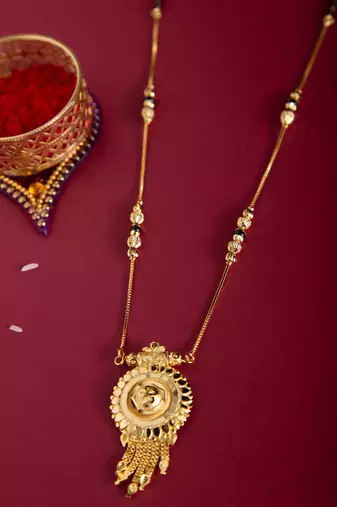 Long Gold-Plated Single Vaati Mangalsutra     Timeless Elegance