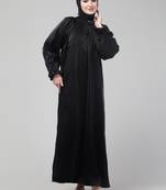 Black organza elastic sleeve abaya with hijab