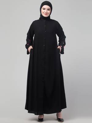 Black heart embroidery sleeve abaya with hijab 1