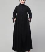 Black heart embroidery sleeve abaya with hijab