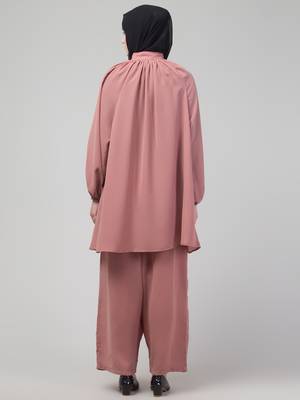 Mauve matt nida abaya cordset with hijab 2