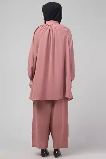 Mauve matt nida abaya cordset with hijab