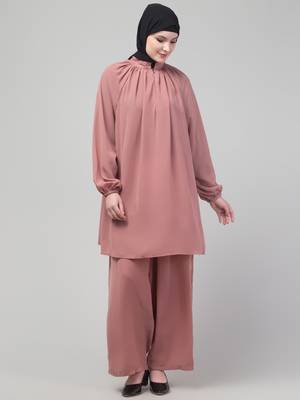 Mauve matt nida abaya cordset with hijab 1
