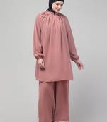 Mauve matt nida abaya cordset with hijab