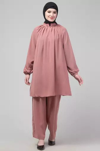 Mauve matt nida abaya cordset with hijab
