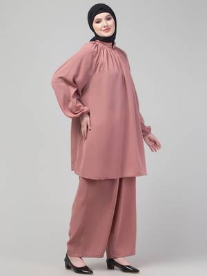 Mauve matt nida abaya cordset with hijab 4