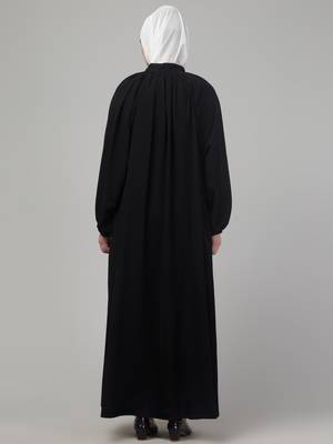 Black Nida Designer Style Plain Abaya Dress 2