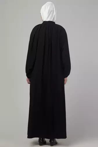 Black Nida Designer Style Plain Abaya Dress