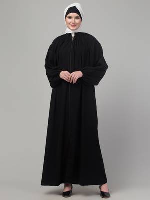 Black Nida Designer Style Plain Abaya Dress 1