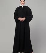 Black Nida Designer Style Plain Abaya Dress